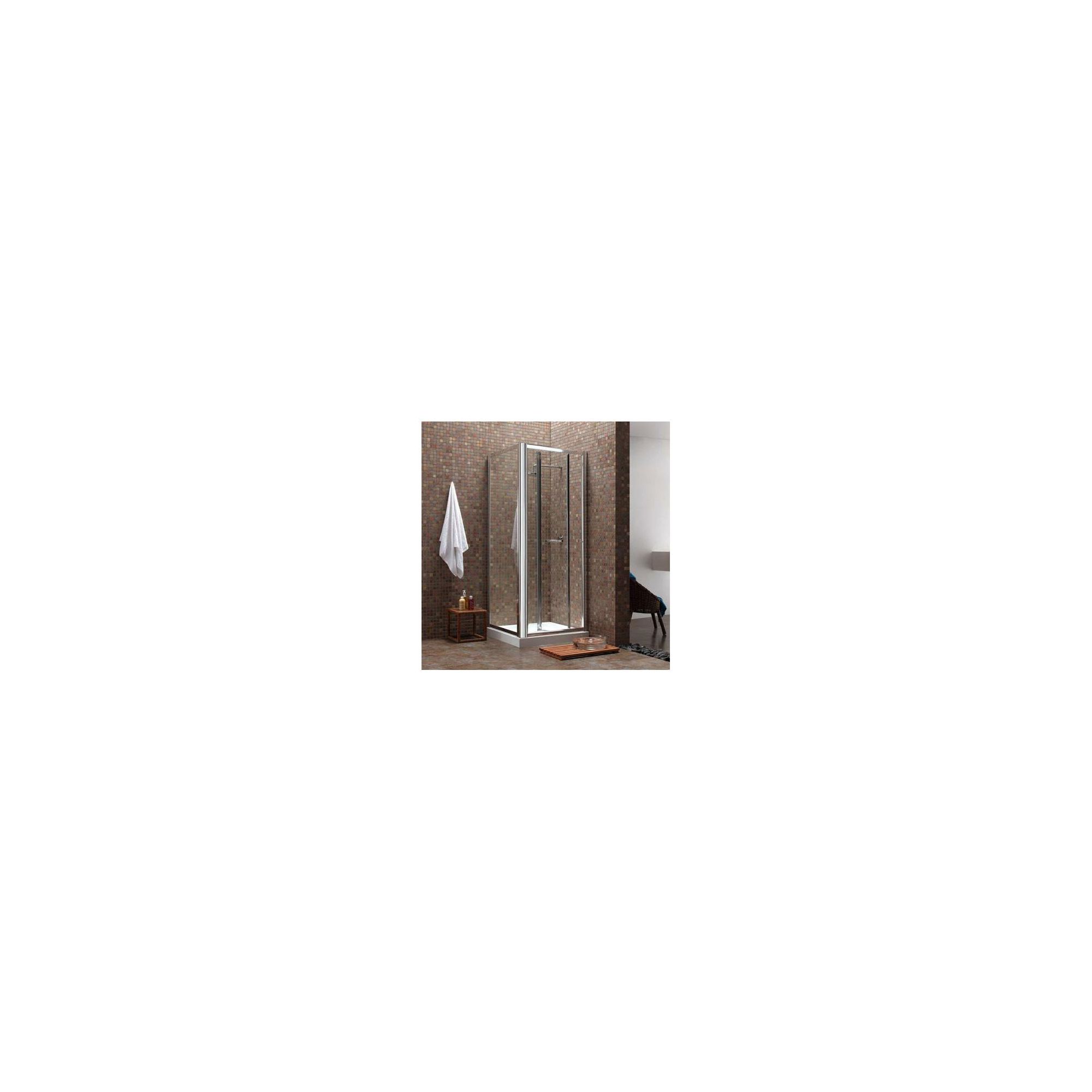 Durab Semi-Frameless Bi-Fold Door Shower Enclosure, 1000mm x 1000mm, Low Profile Tray, 6mm Glass at Tesco Direct