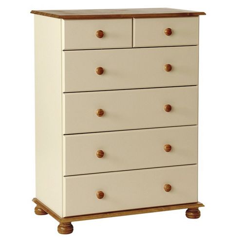 Image of Valufurniture Copenhagen Creme 2 Over 4 Drawer Chest