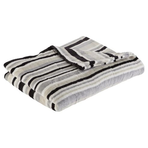 Image of Tonal Stripe Black Printed Fleece Blanket