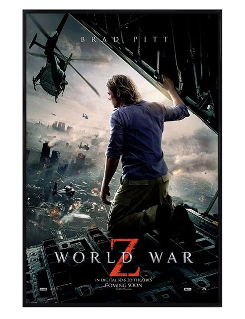 Image of Gloss Black Framed World War Z Brad Pitt Is Gerry Lane Poster