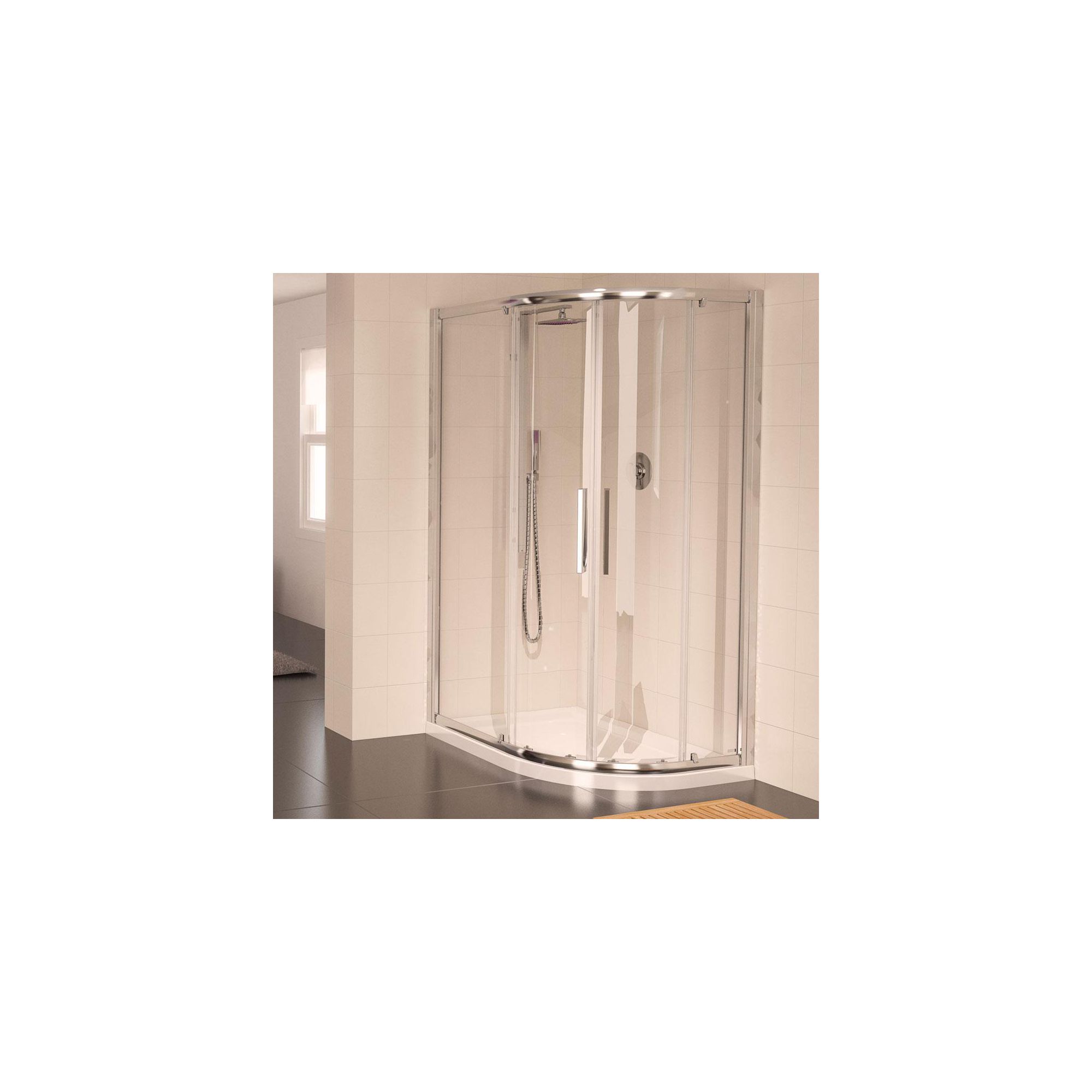 Aqualux AQUA8 Glide Offset Quadrant Shower Door, 1200mm x 900mm, Polished Silver Frame, 8mm Glass at Tescos Direct