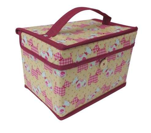 Image of Country Club Small Sewing And Craft Chest, Scottie Dogs,21 X 14 X 14cm