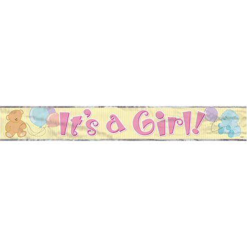 Image of Baby Girl Its A Girl Foil Banner - 12ft (each)