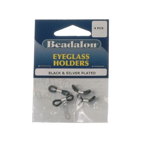 Image of Beadalon Eyeglas Hldr Silvpt Blk 4pcs