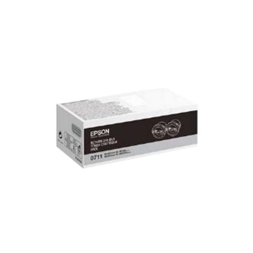 Image of Epson 0710 High Yield Capacity Black Toner Cartridges (yield 2500 Pages) Pack Of 2 For Workforce Al-m200 Series/al-mx200 Series Mono Laser Printers