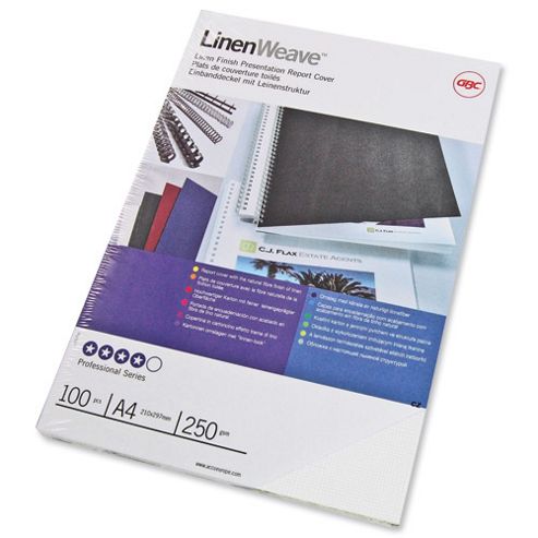 Image of Gbc Binding Covers Textured Linen Look 250gsm A4 White Ref Ce050070 [pack 100]