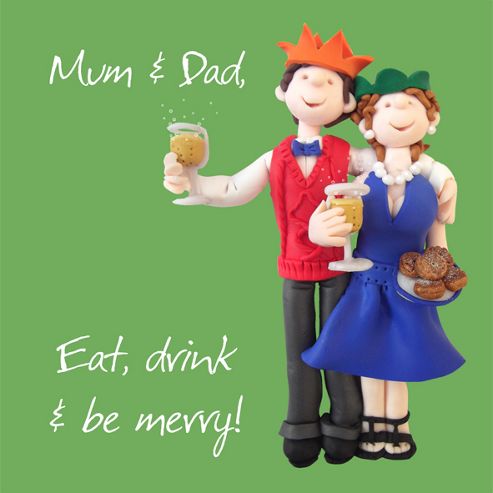 Image of Holy Mackerel Happy Christmas Mum And Dad. Eat Drink And Be Merry Greetings Card