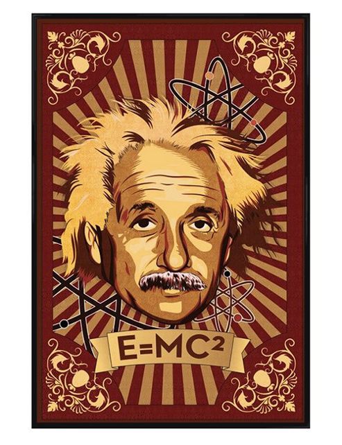 Image of Albert Einstein Mural Gloss Black Framed E = Mc Squared Poster