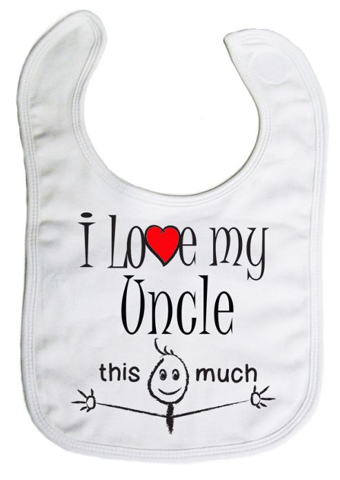 Image of Dirty Fingers, I Love My Uncle This Much, Baby Feeding Bib, White
