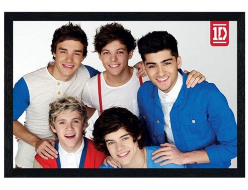 Image of One Direction Black Wooden Framed The Boys In Red, White & Blue 1d Poster
