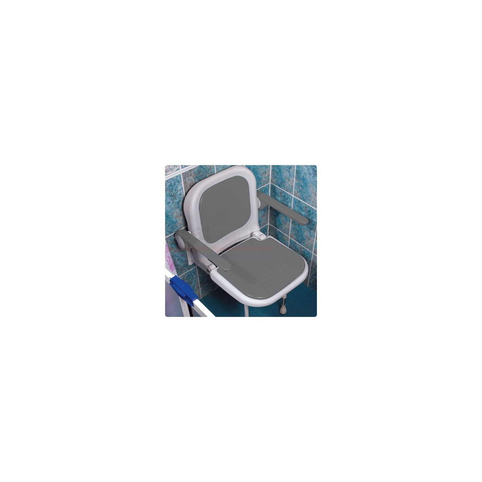 AKW 4000 Series Standard Fold Up Shower Seat Grey with Back and Grey Arms at Tesco Direct