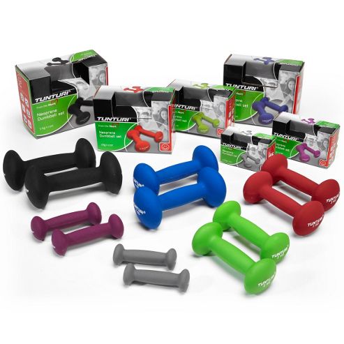 Image of Tunturi Neoprene Dumbell Weights Set - 6 Pairs 0.5kg - 5kg
