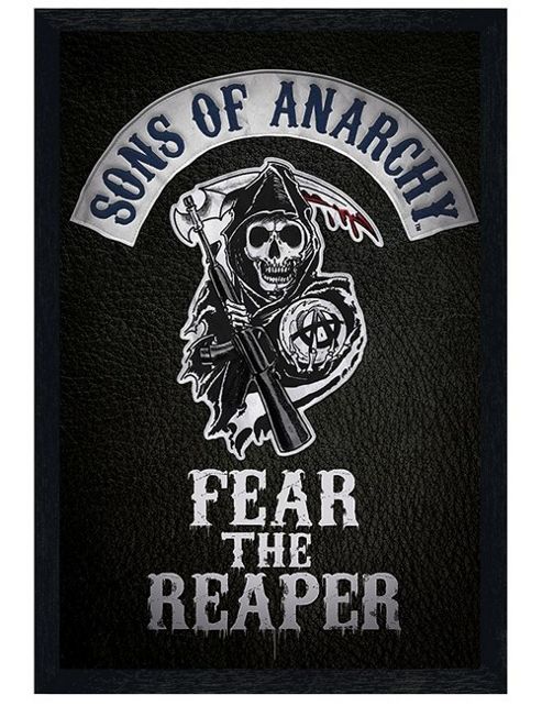 Image of Black Wooden Framed Sons Of Anarchy Fear The Reaper Poster