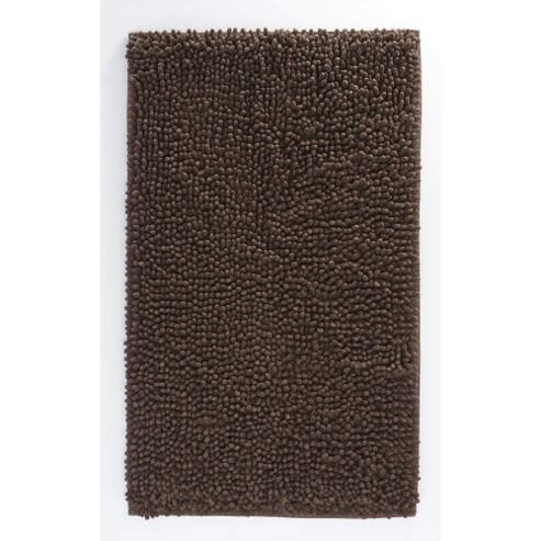 Image of Catherine Lansfield Microfibre Chenille Bath Mat - Chocolate