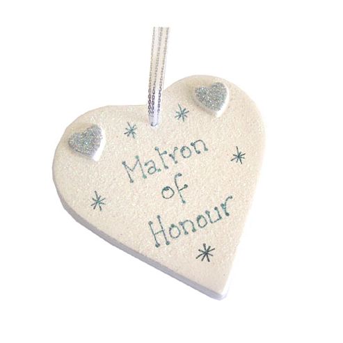 Image of Matron Of Honour Silver Sparkle Heart - Large
