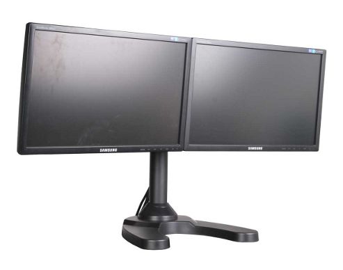 Image of Universal Twin Monitor Desktop Stand For Up To 27 Inch Monitors
