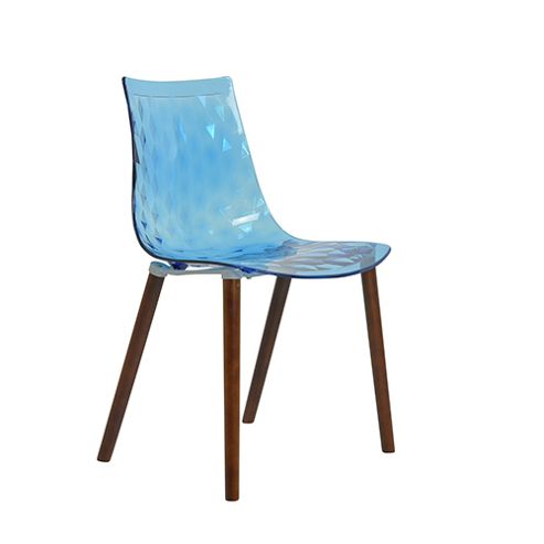 Image of Fizz Gel Dining Chair Dark Wood Leg Blue