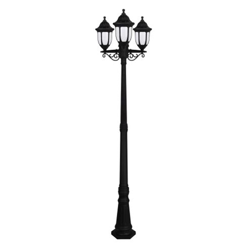 Image of Regency Ip44 Outdoor Three Way Lamp Post In Matt Black