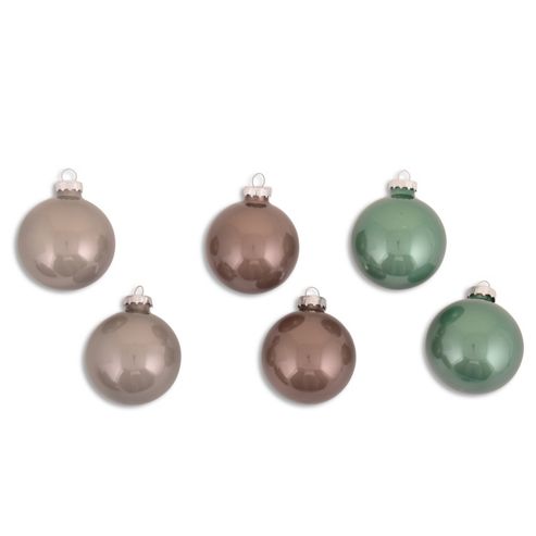 Image of Set Of Six Traditional Glass Christmas Tree Baubles In Modern Colours