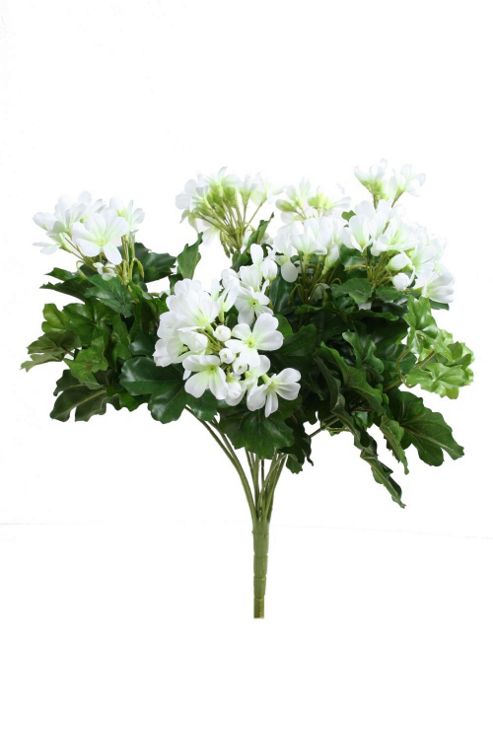 Image of Artificial 43cm White Cascade Ivy Leaf Geranium Plug Plant