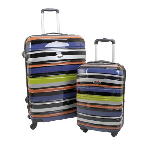 Image of Swiss Case 4 Wheel Hard 2pc Suitcase Set Technicolor