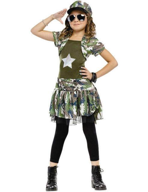 Image of Child Army Girl Costume Small