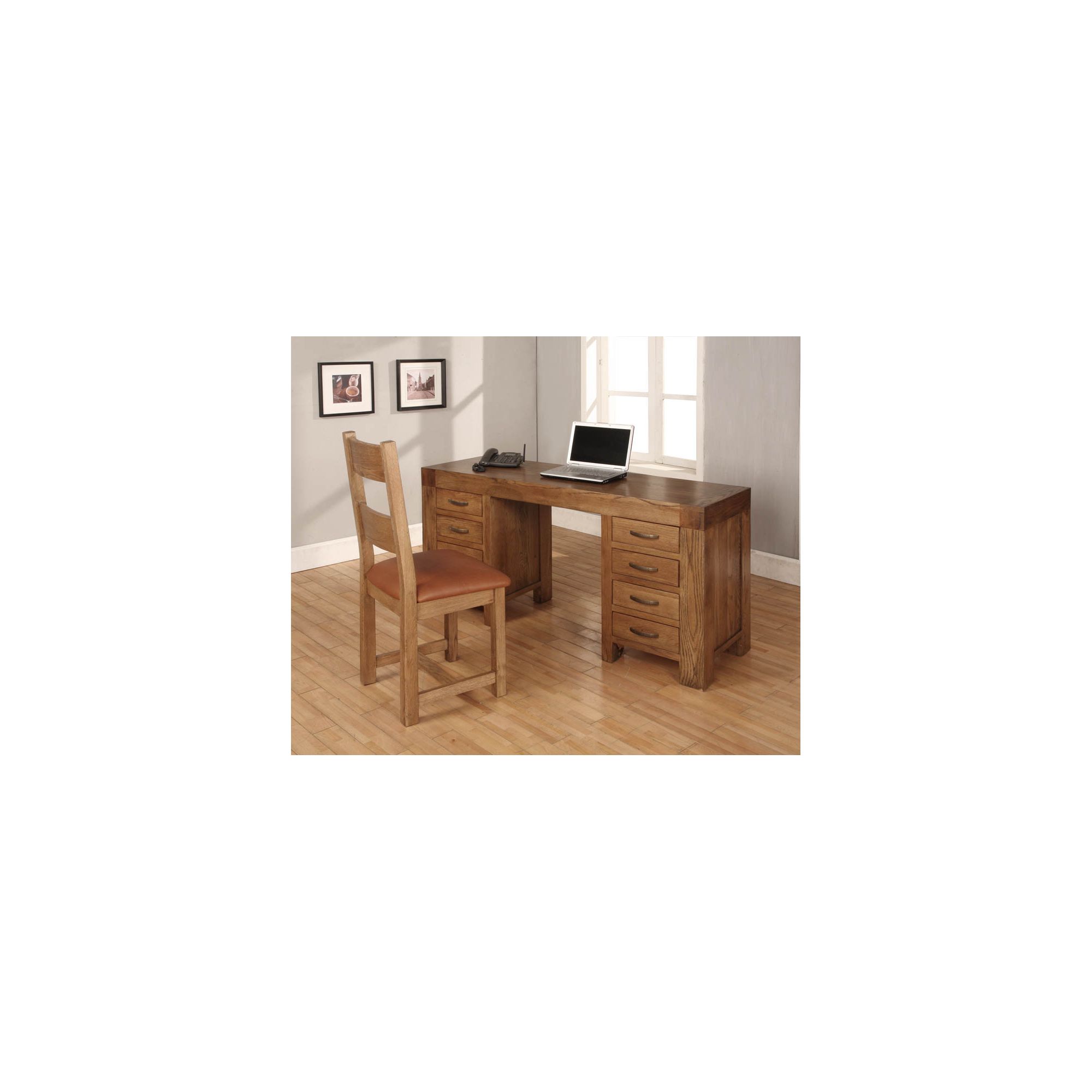 Hawkshead Eight Drawers Desk Dressing Table in Rich Patina at Tesco Direct