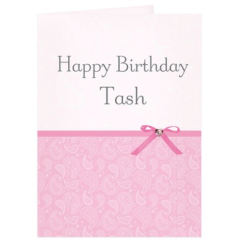 Image of Personalised Pink Paisley Card