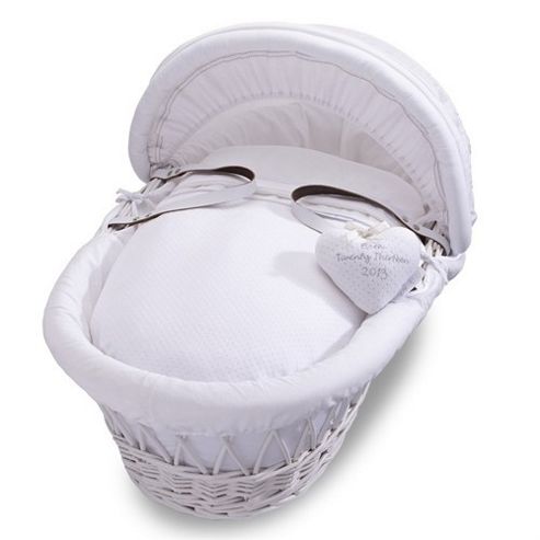 Image of Izziwotnot Premium Gift White Wicker Moses Basket (white)