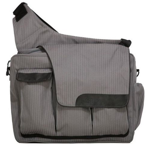 Image of Diaper Dude Flap Messenger Ii Changing Bag Grey Pinstripe