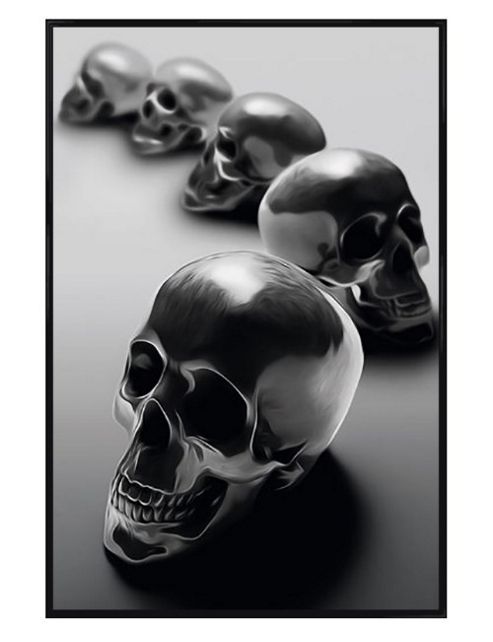 Image of Gloss Black Framed Zen Skulls Poster