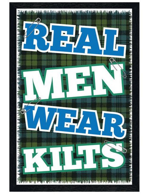 Image of The Pride Of Scotland Black Wooden Framed Real Men Wear Kilts Poster