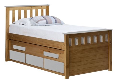 Image of Captains Bergamo Guest Bed 3ft Antique With White Details