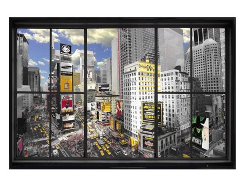 Image of New York Window Gloss Black Framed View Of The Big Apple Poster