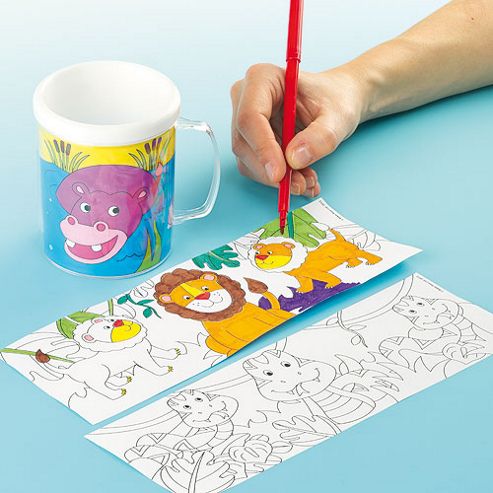 Image of Jungle Chums Colour-in Plastic Mugs (pack Of 4)