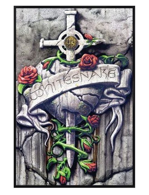 Image of Whitesnake Gloss Black Framed Dagger & Roses Poster