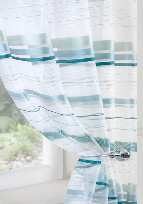 Image of Metropole Voile Curtain Panel - Teal