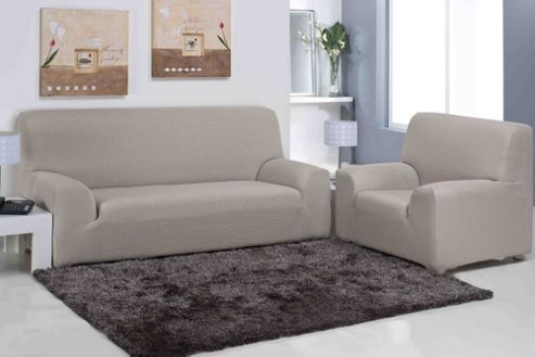 Image of Elainer Home Living Carla 3 Seater Sofa Cover - Linen
