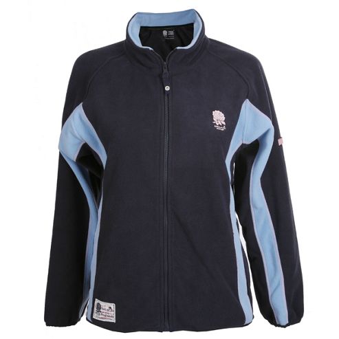 Image of Rfu Official England Rugby Union Womens Zip Thru Microfleece - Navy