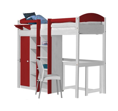 Image of Maximus High Sleeper Set 2 Central Ladder White With Red Details