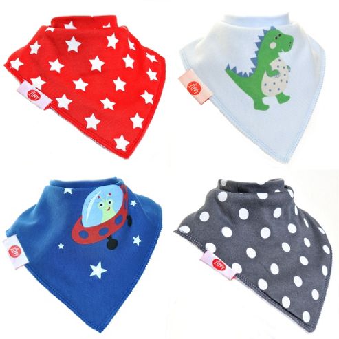 Image of Zippy Boys Cool Bandana Dribble Bibs, 4 Pack, One Size