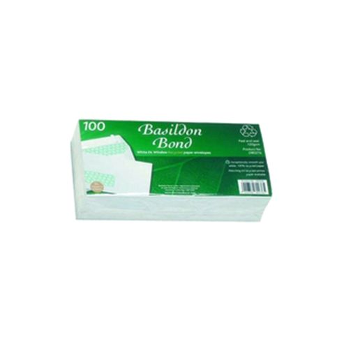 Image of Basildon Bond Envelopes Recycled Wallet Window Peel And Seal 100gsm Dl White Ref D80276 [pack 100]