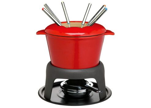 Image of Kitchen Craft Master Class Cast Iron Enamelled Red Fondue Set