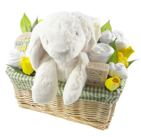 Image of Deluxe Unisex Baby Gift Flower Basket