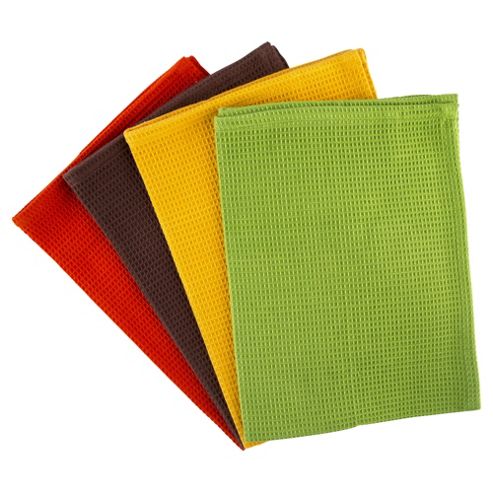 Image of Tesco Basic Rustic Waffle Tea Towels, 4 Pack