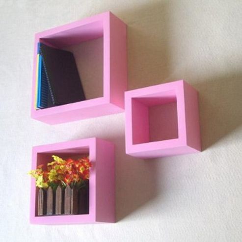 Image of Bloc - Set Of Three Storage / Display Cubes - Pink