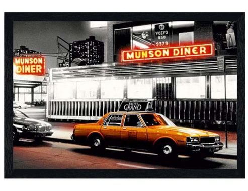 Image of New York City Black Wooden Framed Munson Diner Poster