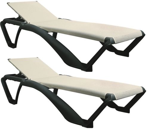 Image of Resol Marina Sun Lounger - Dark Grey Frame With Natural / Cream Canvas - X2