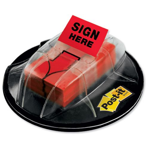 Image of Post-it Index Desk Grip Dispenser 125 Of 50mm Sign Here Flags Ref 680-shvr200