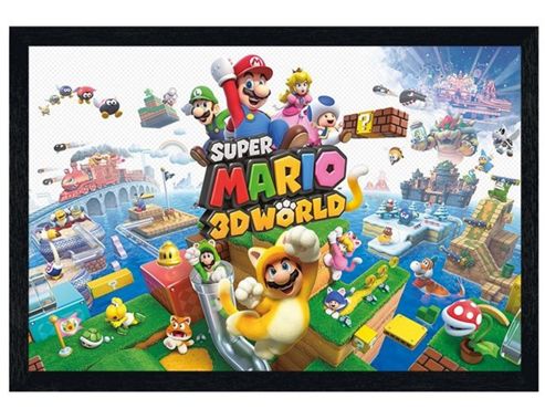 Image of Black Wooden Framed Nintendo Super Mario 3d World Poster